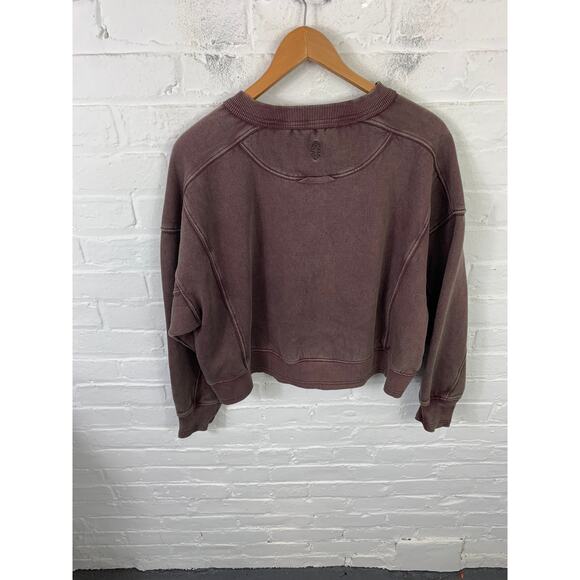 Free People Women's French Terry Crew Neck Pullover Sweatshirt Mocha Size M - Picture 7 of 8
